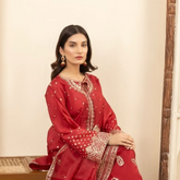 Red Luxury Embroidered Chiffon 3-Piece Suit – Wedding Edition