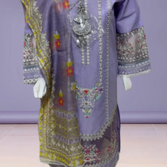 Royal Purple Embroidered Lawn 3-Piece Suit – Bold & Beautiful