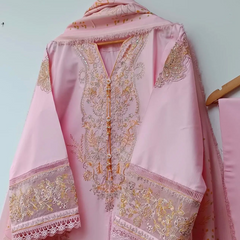 Luxury Printed Lawn 3-Piece – Peach