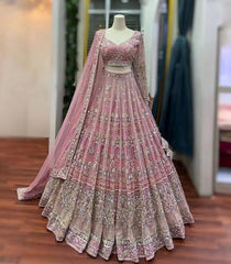 🌸 Pink Embroidered Bridal/Party Frock – Luxury Formal Wear